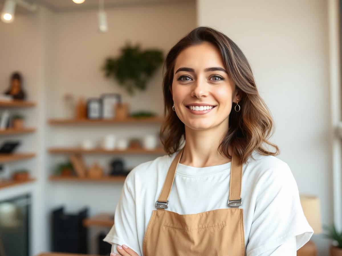 Small business owner inside her shop